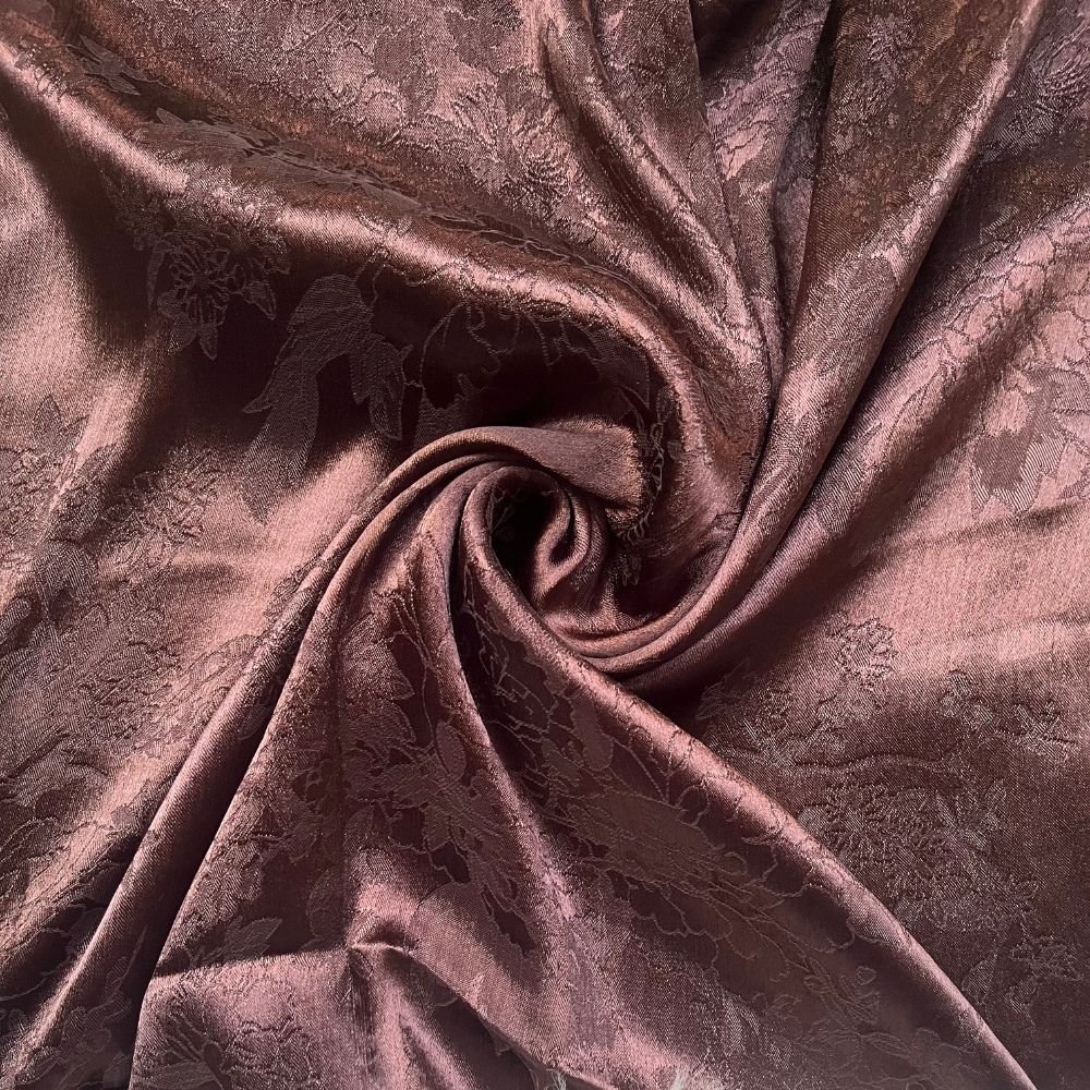 Floral Texture Silk Hijab - Coral