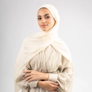 Organza Silk Hijab - Creamy White