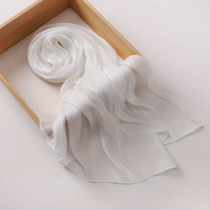 Organza Silk Hijab - White Pearl