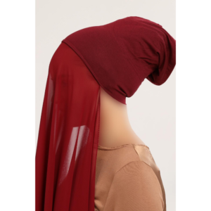 Instant Georgette Hijab With Inner Cap- Maroon