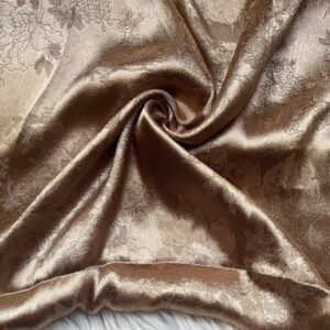Floral Texture Silk Hijab - Caramel Gold