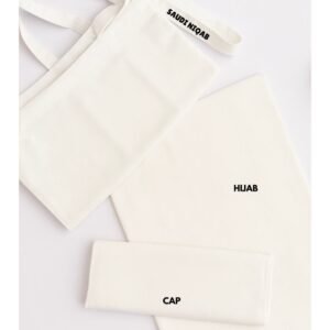 Saudi Naqab ,Hijab & Cap Set -  Pearl White