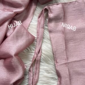 Crinkle Silk Hijab Niqab Set - Rose Pink