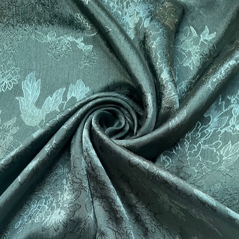 Floral Texture Silk Hijab - Turquise